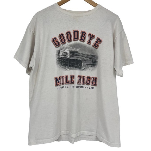 Vintage Y2K Broncos T-Shirt Goodbye Mile High Stadium Collectable Football 2000 - Picture 1 of 9